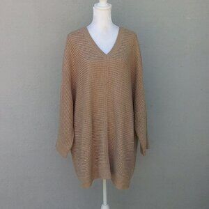 Ellen Tracy Sweater Women's Size XXL Tan V-neck Oversized Preppy Fall